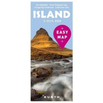 Carte routière Island 1:910 000 / Kunth 