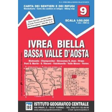 Wanderkarte IGC 9 Ivrea Biella Bassa Valle d'Aosta 1:50 000