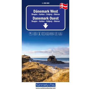 Carte routière Danemark Ouest 1:200 000 / Kümmerly & Frey