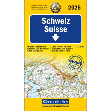Carte routière Suisse 1:275 000 ACS 2025 / Kümmerly & Frey