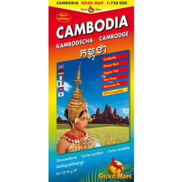Carte routière Cambodia Cambodge 1:750 000 / Gecko Maps