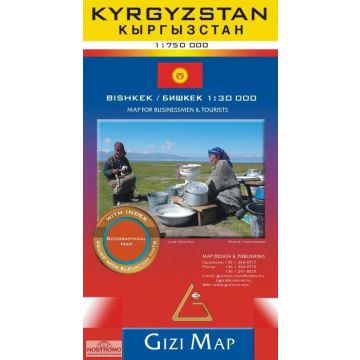 Strassenkarte Kyrgyzstan Kirgistan 1:750 000 / Gizi Map