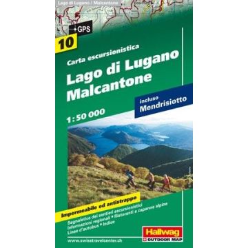 Carte de randonnée Lugano Malcantone 1:50 000 / Hallwag 10