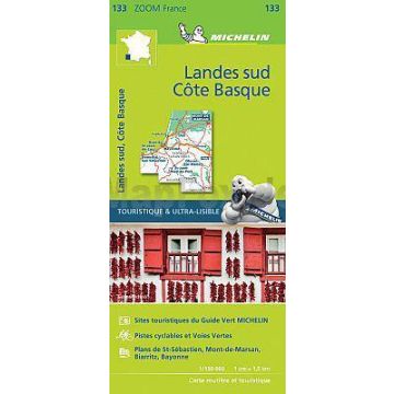 Strassenkarte Michelin 133 Zoom Landes sud Cote Basque  1: 150 000