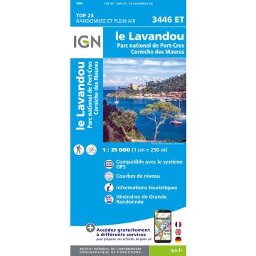 Carte topographique IGN 3446 ET Le Lavandou 1:25 000