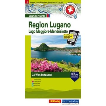 Carte de randonnée région Lugano 1:50 000 / Hallwag 8