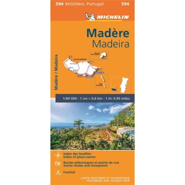 Carte routière Michelin 594 Madere Madeira 1:60 000