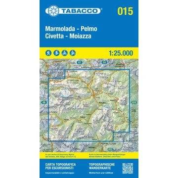 Carte de randonnée Tabacco 015 Marmolada Pelmo Civetta Moiazza 1:25 000