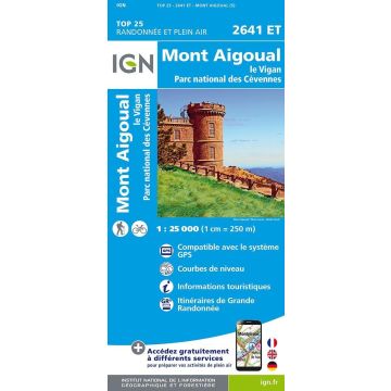 Topographische Karte IGN 2641 ET Mont Aigoual 1:25 000