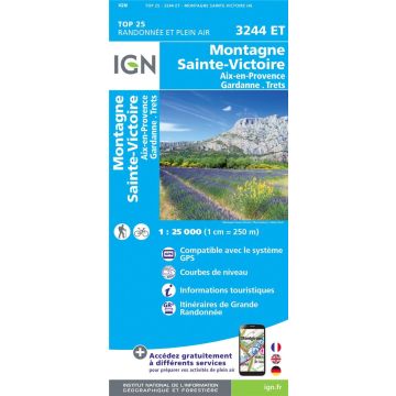 Topographische Karte IGN 3244 ET Montagne Sainte-Victoire 1:25 000