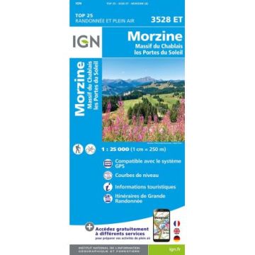 Topographische Karte IGN 3528 ET Morzine 1:25 000