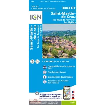 Topographische Karte IGN 3043 OT Saint-Martin-de-Crau 1:25 000