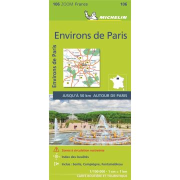 Carte routière Michelin 106 Environs de Paris 1:100 000