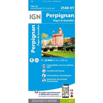 Topographische Karte IGN 2548 OT Perpignan 1:25 000