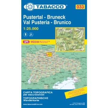 Carte de randonnée Tabacco 033 Val Pusteria Brunico 1:25 000