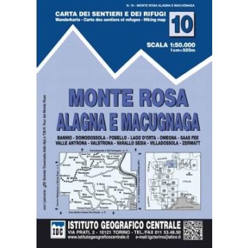 Carte de randonnée IGC 10 Monte Rosa Alagna e Macugnaga 1:50 000