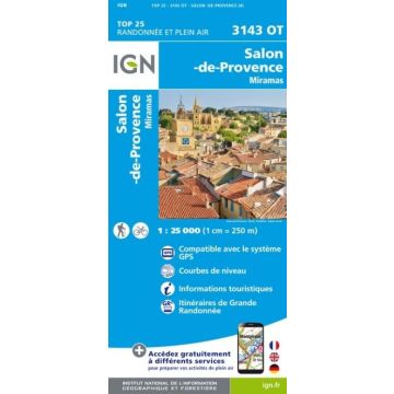 Topographische Karte IGN 3143 OT Salon-de-Provence 1:25 000