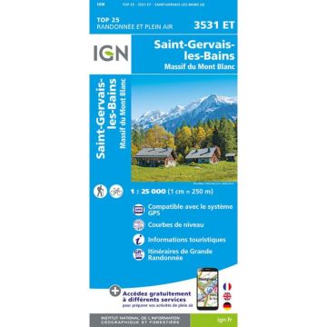 Topographische Karte IGN 3531 ET Saint-Gervais-les-Bains 1:25 000