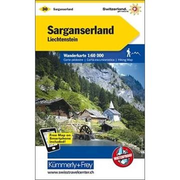 Carte pédestre 30 Sarganserland 1:60 000 / Kümmerly & Frey