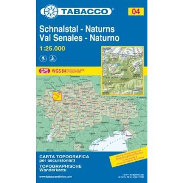 Carte de randonnée Tabacco 04 Val Senales Naturno 1:25 000