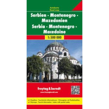 Carte routière Serbie Monténégro Kosovo Macédonie du Nord 1:500 000 / Freytag & Berndt