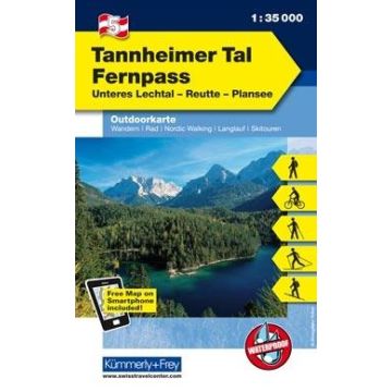 Carte de randonnée Tannheimer Tal 1:35 000 / Kümmerly & Frey Outdoorkarte 05 