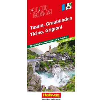 Carte routière Tessin & Grisons 1:200 000 / Hallwag