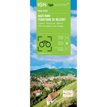 Topographische Karte IGN D68-D90 Haut-Rhin Territoire de Belfort 1:100 000 / Top 100
