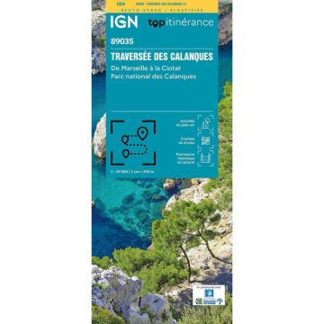 Carte de randonnée IGN 89035 Traversée des Calanques - de Marseille à La Ciotat 1:19 000