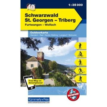 Carte de randonnée Schwarzwald St. Georgen Triberg 1:35 000 / Kümmerly & Frey Outdoorkarte 40