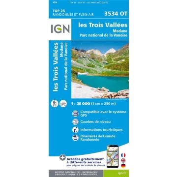 Topographische Karte IGN 3534 OT Les Trois Vallées 1:25 000