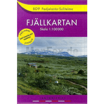 Carte de randonnée Fjällkarta BD 9 Padjelanta- Sulitelma 1:100 000 / Lantmäteriet
