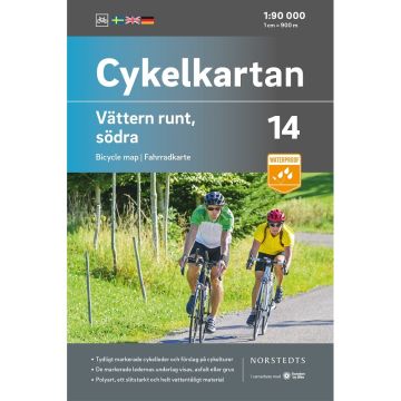 Carte cycliste Vättern runt, södra (Suède) 1:90 000 Cykelkartan 14 / Norstedts