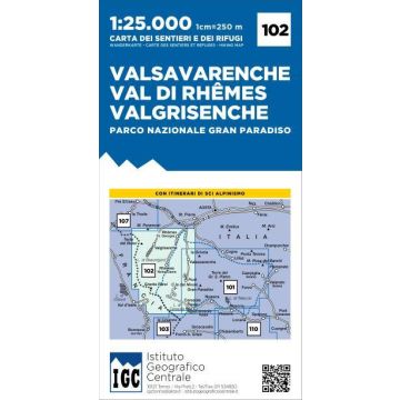 Carte de randonnée IGC 102 Valsavarenche Val di Rhemes Valgrisenche 1:25 000