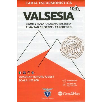 Carte de randonnée Valsesia Nord-Ovest 1:25 000 / Geo4Map 104