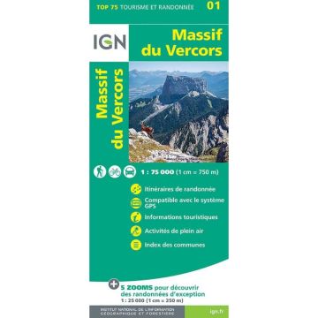 Freizeitkarte IGN Top 75 Massif du Vercors 1:75 000