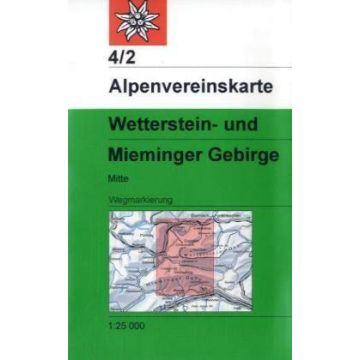 Carte de randonnée DAV 4/2 Wetterstein- Mieminger Gebirge Mitte 1:25 000