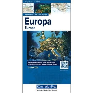 Carte physique Europe 1:4 500 000 / Kümmerly & Frey