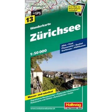 Carte de randonnée Zürichsee 1:50 000 / Hallwag 13
