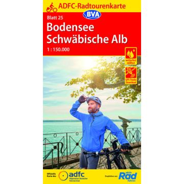 Velokarte ADFC 25 Bodensee Schwäbische Alb 1:150 000 / BVA