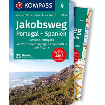 Wanderführer Jakobsweg Portugal - Spanien mit Wanderkarte / Kompass