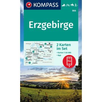 Carte de randonnée Kompass 866 Erzgebirge 1:50 000 (2 Karten im Set)