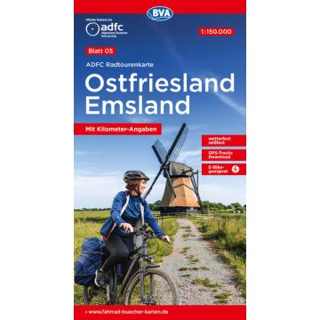 Velokarte ADFC 5 Ostfriesland Emsland 1:150 000 / BVA
