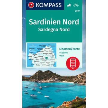 Wanderkarte Kompass 2497 Sardinien Nord 1:50 000 (4 Karten im Set)