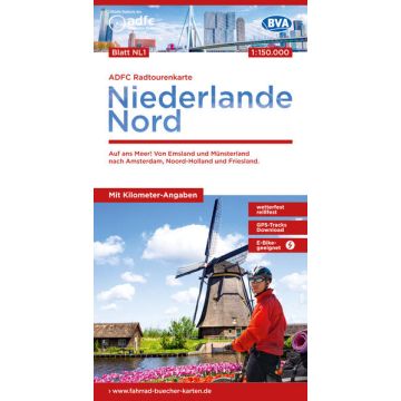 Velokarte ADFC NL 1 Niederlande Nord 1:150 000 / BVA