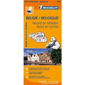 Strassenkarte Michelin 533 Belgique Nord et Centre 1:200 000