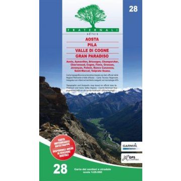 Wanderkarte Aosta, Pila, Valle di Cogne, Gran Paradiso 1:25 000 / Fraternali 28