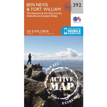 OS Explorer 392 Ben Nevis & Fort William 1:25 000 Active Map