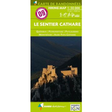 Carte de randonnée Pyrénées 9 Le Sentier Cathare 1:55 000 / Rando Ed.