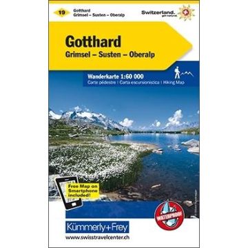 Wanderkarte 19 Gotthard 1:60 000 / Kümmerly & Frey
